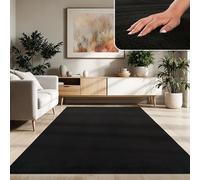 Paco Home Tappeto Moderno e Morbido per Soggiorno a Pelo Corto Lavabile Fluffy Uni Effetto Pelliccia Senza Tempo Elegante Antiscivolo Facile da Pulire, Dimensione:200x280 cm, Colore:Nero
