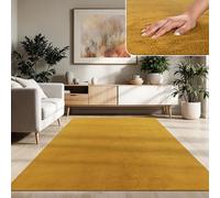 Paco Home Tappeto Moderno e Morbido per Soggiorno a Pelo Corto Lavabile Fluffy Uni Effetto Pelliccia Senza Tempo Elegante Antiscivolo Facile da Pulire, Dimensione:120x160 cm, Colore:Giallo