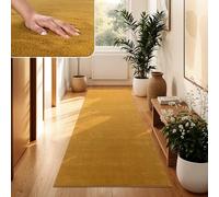Paco Home Tappeto Moderno e Morbido per Soggiorno a Pelo Corto Lavabile Fluffy Uni Effetto Pelliccia Senza Tempo Elegante Antiscivolo Facile da Pulire, Dimensione:100x200 cm, Colore:Giallo