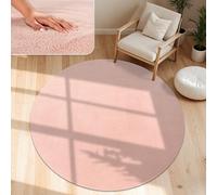 Paco Home Tappeto Moderno e Morbido per Soggiorno a Pelo Corto Lavabile Fluffy Uni Effetto Pelliccia Senza Tempo Elegante Antiscivolo Facile da Pulire, Dimensione:Ø 120 cm tondo, Colore:Rosa