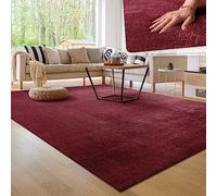 Paco Home Tappeto Moderno e Morbido per Soggiorno a Pelo Corto Lavabile Fluffy Uni Effetto Pelliccia Senza Tempo Elegante Antiscivolo Facile da Pulire, Dimensione:300x400 cm, Colore:Rosso