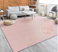 Paco Home Tappeto Pelo Corto, Lavabile, Monocolore, Semplice e Moderno, per Soggiorno, Camera da Letto e Ingresso, Dimensione:60x100 cm, Colore:Rosa