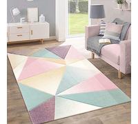 Paco Home Tappeto Pelo Corto Moderno Alla Moda Pastello Design Geometrico Multicolore, Dimensione:60x100 cm