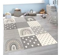 Paco Home Tappeto per bambini cameretta bambine bambini diversi motivi e dimensioni, Dimensione:Ø 120 cm tondo, Colore:Grigio 4