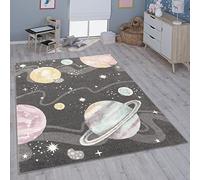 Paco Home Tappeto per bambini cameretta bambine bambini diversi motivi e dimensioni, Dimensione:Ø 120 cm tondo, Colore:Antracite