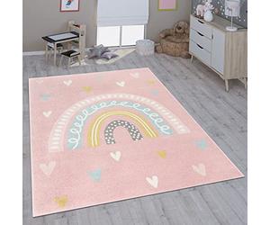 Paco Home Tappeto per bambini cameretta bambine bambini diversi motivi e dimensioni, Dimensione:Ø 200 cm tondo, Colore:Rosa Bianco