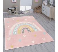 Paco Home Tappeto per bambini cameretta bambine bambini diversi motivi e dimensioni, Dimensione:160x220 cm, Colore:Rosa Bianco