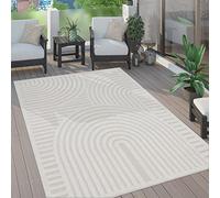 Paco Home Tappeto per Esterni per Area Giardino, Tappeto per Soggiorno e Cucina, Modello Scandinavo e Azteco, Monocromatico, Dimensioni: 160x220 cm, Colore: Panna 4