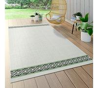 Paco Home Tappeto per esterni, per la terrazza e il balcone, con motivo geometrico moderno, beige e verde, Dimensione:120x170 cm
