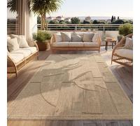 Paco Home Tappeto Per Esterni Resistente Alle Intemperie Balcone Soggiorno Boho Design Astratto Motivo Geometrico Uni Effett Beige, Dimensione:200x280 cm