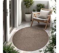 Paco Home Tappeto Per Esterno Balcone Terrazza Tappeto Cucina Monocolore Mélange, Dimensione:80 cm tondo, Colore:Taupe