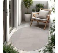 Paco Home Tappeto Per Esterno Balcone Terrazza Tappeto Cucina Monocolore Mélange, Dimensione:80 cm tondo, Colore:Ivoire