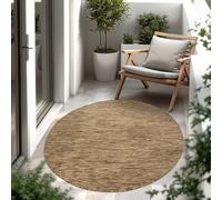 Paco Home Tappeto Per Esterno Balcone Terrazza Tappeto Cucina Monocolore Mélange, Dimensione:80 cm tondo, Colore:Caffè
