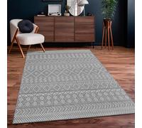 Paco Home Tappeto Per Esterno Da Balcone Terrazza Tappeto Cucina Moderno Boho Etnico, Dimensione:Ø 120 cm tondo, Colore:Grigio 3