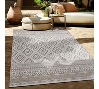 Paco Home Tappeto Per Esterno Da Balcone Terrazza Tappeto Cucina Moderno Boho Etnico, Dimensione:80x150 cm, Colore:Beige 2