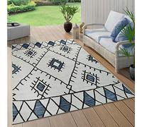 Paco Home Tappeto per interni ed esterni con rombi geometrici astratti e design etnico, in blu, Dimensione:80x150 cm