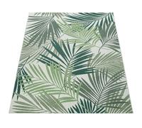 Paco Home Tappeto per interni ed esterni con tessuto piatto e design floreale di palme in stile giungla inciso in verde, Dimensione:120x170 cm