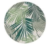 Paco Home Tappeto per interni ed esterni con tessuto piatto e design floreale di palme in stile giungla inciso in verde, Dimensione:Ø 120 cm tondo