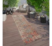 Paco Home Tappeto rosso da esterno per il balcone e la terrazza dal design orientale, robusto e resistente alle intemperie, Dimensione:60x100 cm