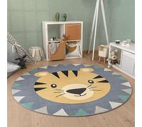 Paco Home Tappeto Rotondo Bambini Cameretta Bambina Testa Di Leone Testa Di Orso Lavabile In Lavatrice Moderno, Dimensione:Ø 160 cm tondo, Colore:Multicolore