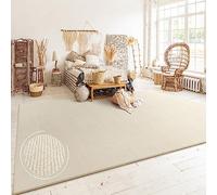 Paco Home Tappeto Salotto Moderno Soggiorno Pelo Corto Boho Motivo Scandinavo Monocolore, Dimensione:120x160 cm, Colore:Beige
