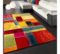 Paco Home Tappeto Salotto Moderno Soggiorno Pelo Corto Moderno Vintage Motivo Astratto Colorato, Dimensione:80x150 cm, Colore:Multicolore