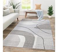 Paco Home Tappeto Salotto Moderno Soggiorno Pelo Corto Motivo Astratto Motivo Geometrico Onde, Dimensione:120x170 cm, Colore:Beige