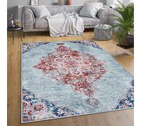 Paco Home Tappeto Salotto Moderno Soggiorno Tessuto Liscio Moderno Persiano Marocco Motivo Ornamenti Vintage Lavabile, Dimensione:140x200 cm, Colore:Turchese