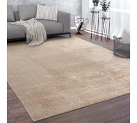 Paco Home Tappeto Salotto Pelo Corto Monocolore Design Moderno Morbido Beige, Dimensione:140x200 cm