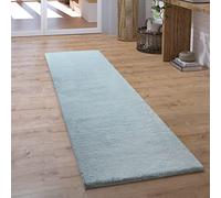 Paco Home Tappeto Salotto Pelo Lungo Corridoio Camera Da Letto Shaggy Morbido Tappeto Finta Pelliccia Moderno Monocolore, Dimensione:60x90 cm, Colore:Turchese