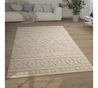 Paco Home Tappeto Salotto Pelo Lungo Shaggy Effetto 3D Etnico Boho Vintage Morbido, Dimensione:80x150 cm, Colore:Crema 6