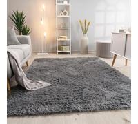 Paco Home Tappeto Salotto Pelo Lungo Shaggy Pelliccia Finta Morbido Grigio, Dimensione:80x150 cm