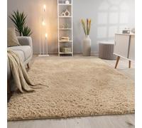 Paco Home Tappeto Salotto Pelo Lungo Soggiorno Pelliccia Finta Shaggy Morbido Monocolore, Dimensione:60x100 cm, Colore:Beige