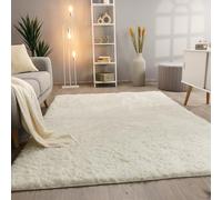 Paco Home Tappeto Salotto Pelo Lungo Soggiorno Pelliccia Finta Shaggy Morbido Monocolore, Dimensione:120x170 cm, Colore:Bianco