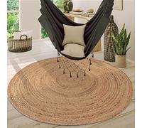Paco Home Tappeto Salotto Rotondo Iuta Motivo Boho Etnico Moderno Fatto A Mano Naturale, Dimensione:Ø 160 cm tondo, Colore:Natura 3