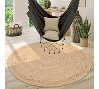 Paco Home Tappeto Salotto Rotondo Iuta Motivo Boho Etnico Moderno Fatto A Mano Naturale, Dimensione:Ø 160 cm tondo, Colore:Ivoire 2