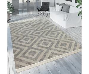 Paco Home Tappeto scandinavo in grigio per balcone, terrazza o da esterno con motivo a rombi resistente alle intemperie e robusto, Dimensione:60x100 cm