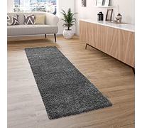 Paco Home Tappeto Shaggy a pelo lungo morbido e soffice per il soggiorno, resistente e robusto, Dimensione:Ø 120 cm tondo, Colore:Antracite