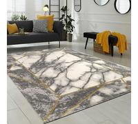 Tappeto Soggiorno Grigio Oro Grigio Border Marmo 3-D modello di marmo Resistente