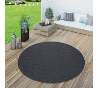 Paco Home Tappeto Tessitura Piatta Esterno E Interno Tappeti Terrazze Look Naturale Navy, Dimensione:Ø 200 cm tondo