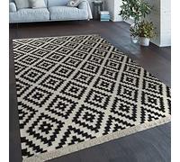 Paco Home Tessuto A Mano Trendy Tappeto Moderno Design Marocchino Frange In Nero Bianco, Dimensione:60x110 cm