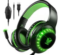 Pacrate Cuffie Gaming Compatibile con Xbox/PS4/PS5/Nintendo Switch/PC, Microfono con Luce LED, Cancellazione del Rumore Cuffie Gamer Stereo Bass Deep, Verde