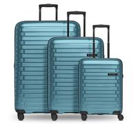 Pactastic Collection 04 THE THREE SET + 4 ruote Set di valigie 3 pezzi con piega di espansione blu