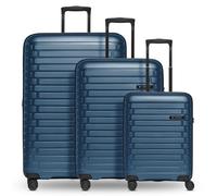 Pactastic Collection 04 THE THREE SET + 4 ruote Set di valigie 3 pezzi espandibile blu
