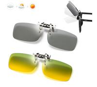PacuM 2 Pezzi Clip Occhiali da Sole Clip Occhiali da Sole Polarizzata Clip on Occhiali da Vista Clip Polarizzata Lente Adatta Occhiali da Sole Unisex Clip Flip up Occhiali da Sole，per Esterno e guida