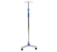 PacuM Asta portaflebo, Supporto per infusione Portatile in Acciaio Inossidabile con Base Triangolare con Ruote, Altezza Regolabile, Base Non Ribaltabile, Supporto per Sacca flebo con 2 Ganci per c