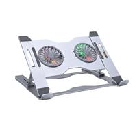 Pad di raffreddamento del computer portatile con 8 livelli di regolazione dell'altezza del supporto ventilato in alluminio con ambienti a LED per computer portatile ergonomico