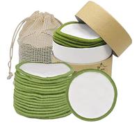 Pad di Rimodellamento del Trucco Riutilizzabili, Pacchi 20 Pacchetti Round di Cotone in bambù Naturale con Borsa per Biancheria di Cotone e Scatola Rotonda per lo Stoccaggio (B)