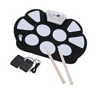 Pad per Batteria Elettronica, Batteria Portatile con Suono di qualità, Pedale, Accompagnamento per Studio Ed Esercitazione, Include Bacchette, Cavo USB
