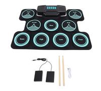 Pad per esercizi di batteria elettronica, pad per batteria arrotolabile con doppi altoparlanti, modalità di gioco DTX, batteria ricaricabile da 2000 mAh, kit di batteria portatile